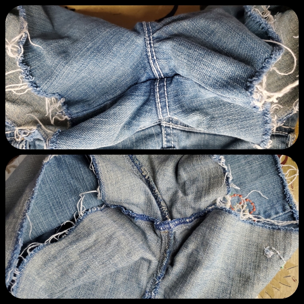 BDG UO Dree Hi Rise Cheekg TRASHED Denim Shorts Grungecore Bohobo Aesthetic - Picture 8 of 8